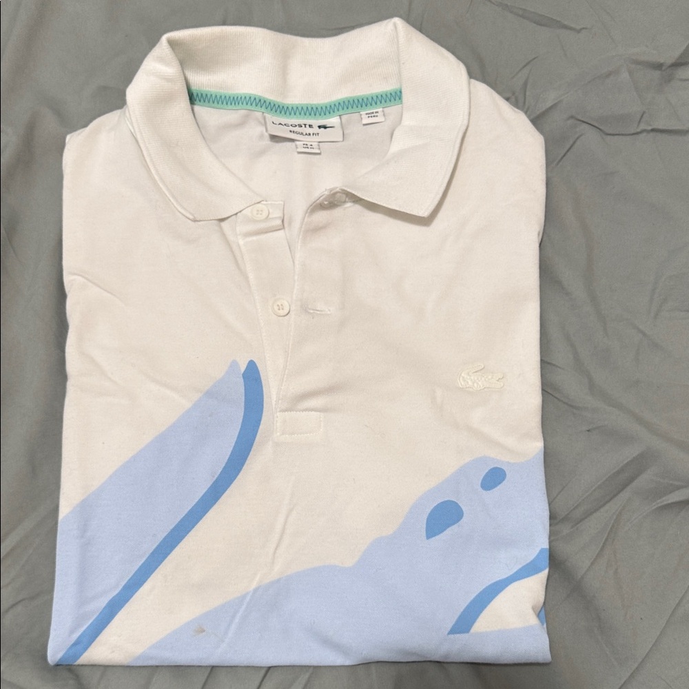 Lacoste Men's Polo Shirt in White and Light Blue